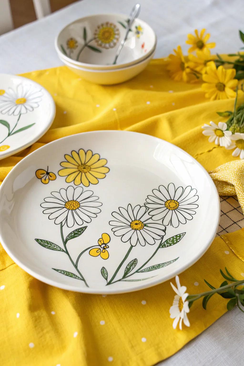 Daisies add a cheerful touch to your plate designs.