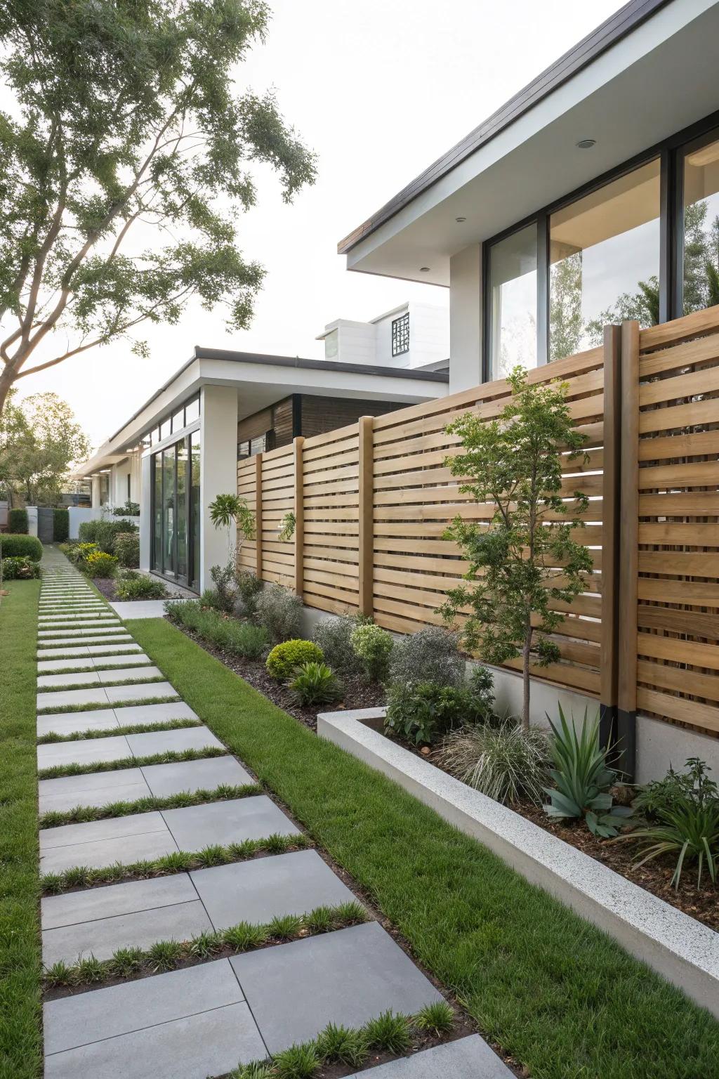 Sleek and modern with horizontal wood slats