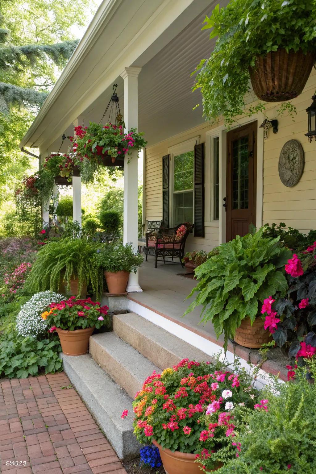 Vibrant greenery adds freshness and charm to your porch.