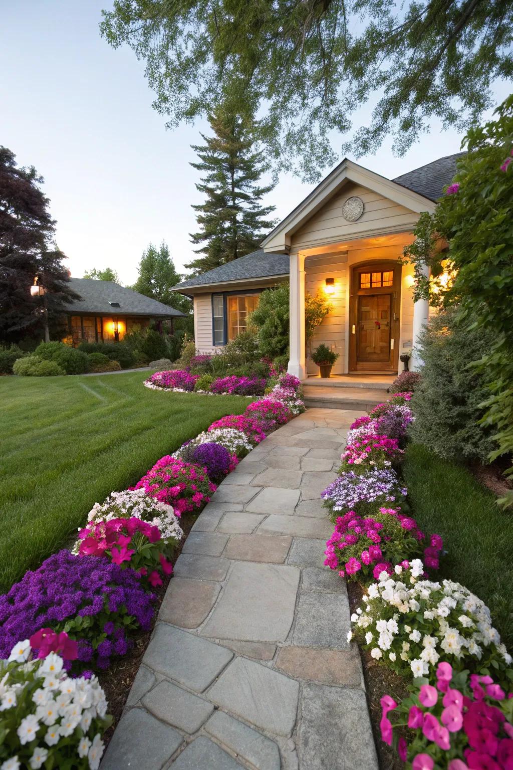 Lead your guests with pathways lined with geraniums.