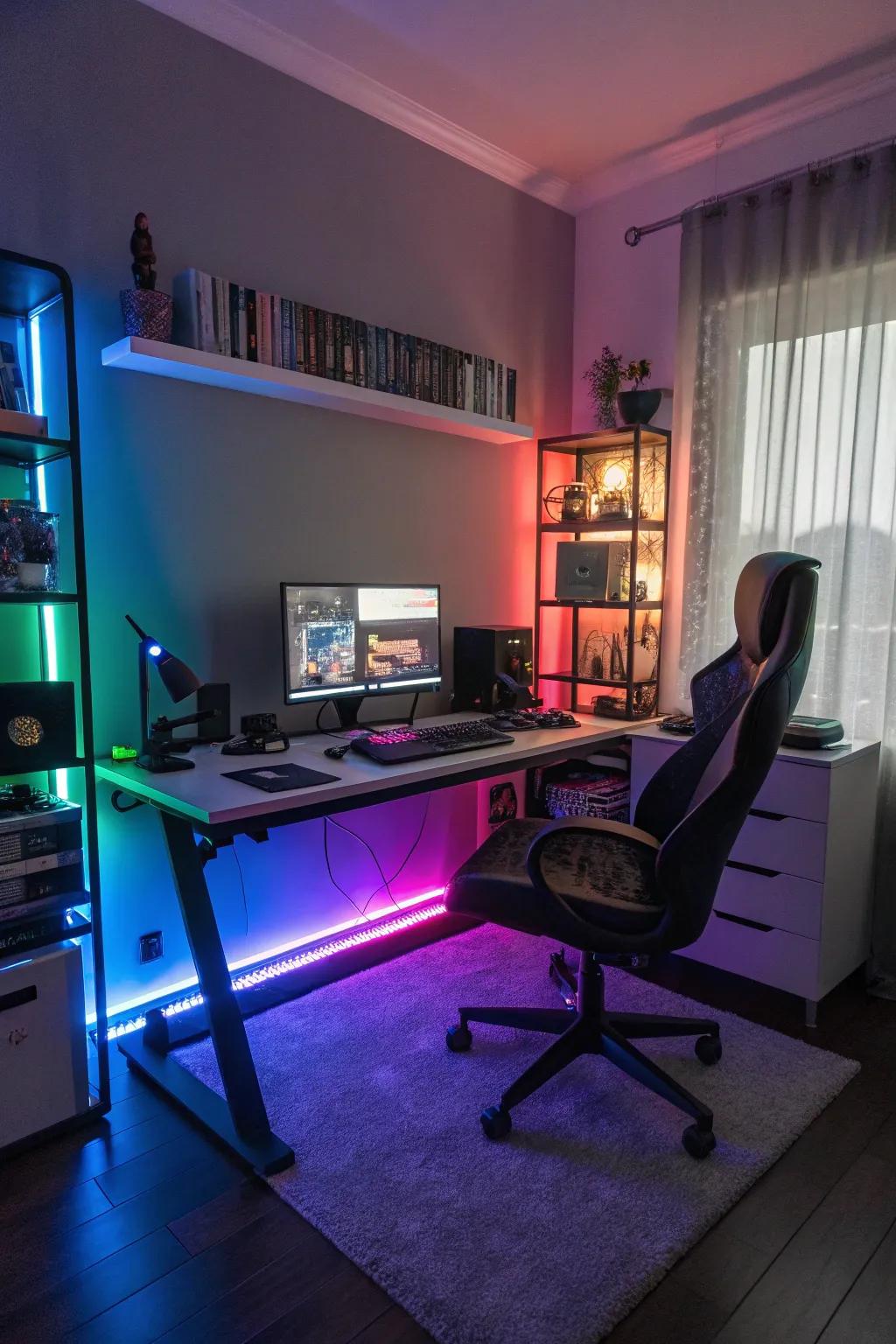 Establish the perfect atmosphere with adjustable LED lighting.