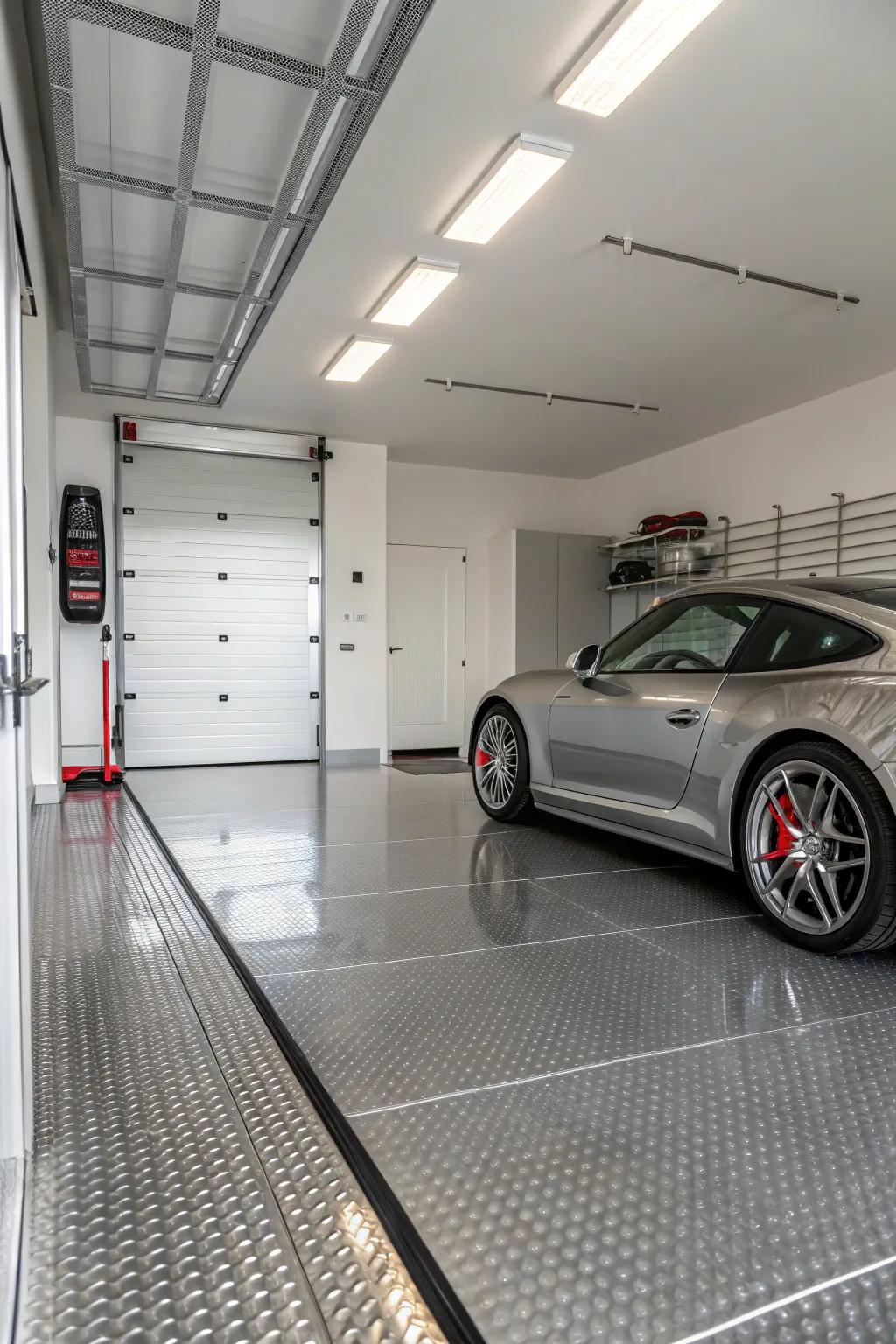 Metal baseboards introduce a contemporary sophistication to your garage while defending against humidity.