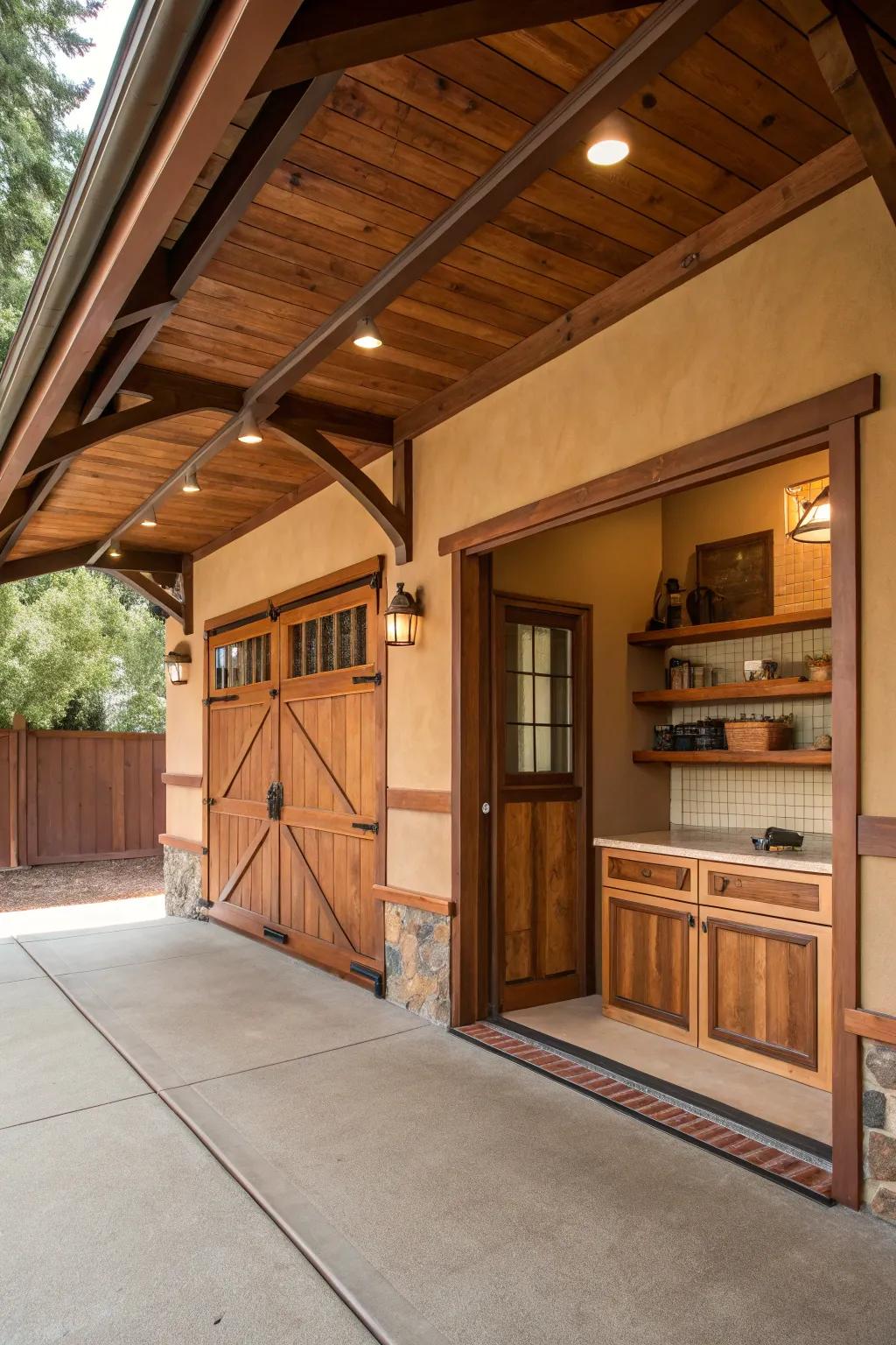 Earth tones bring warmth to your garage space.