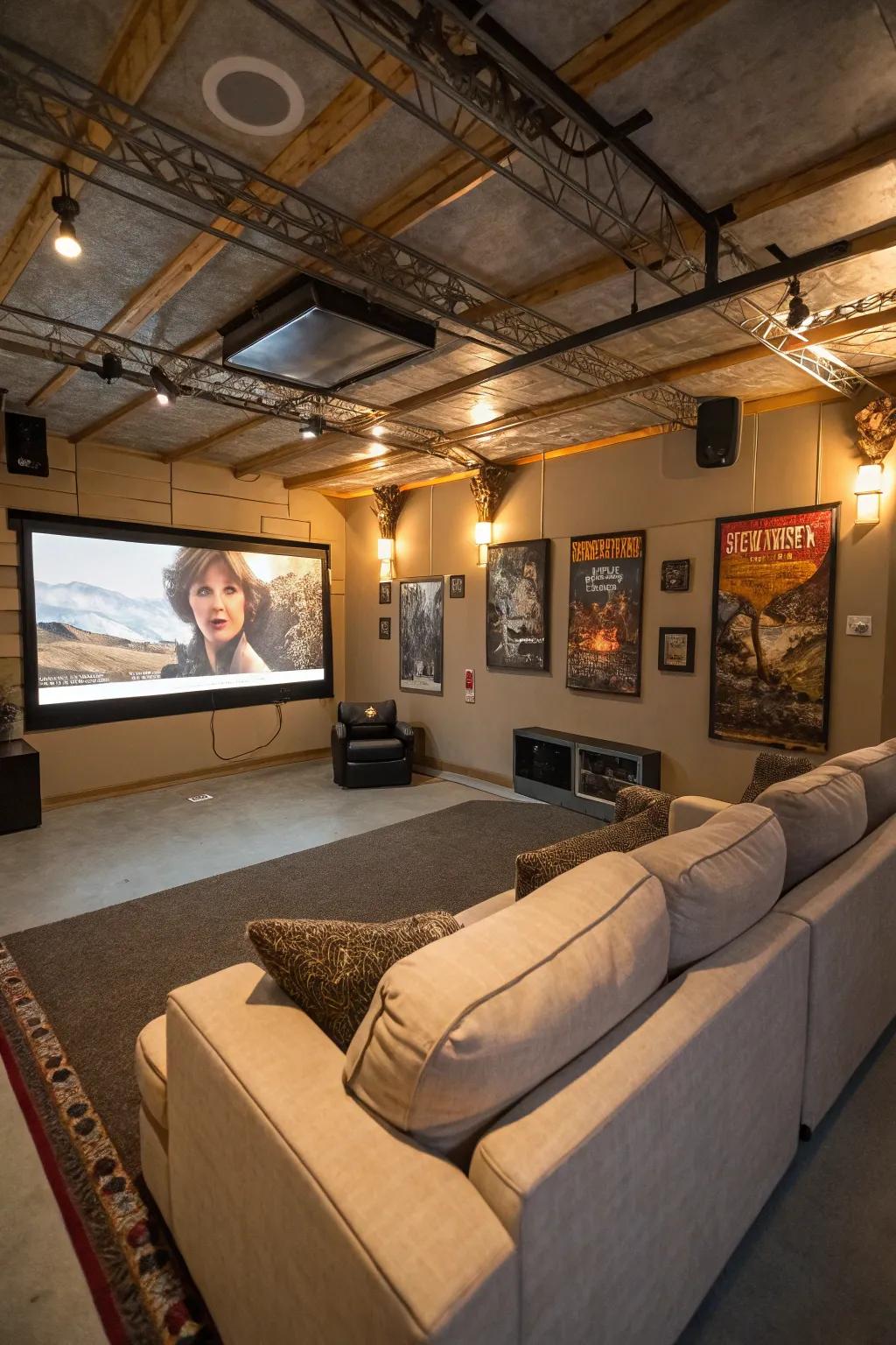 Experience movie nights in your own garage theater.