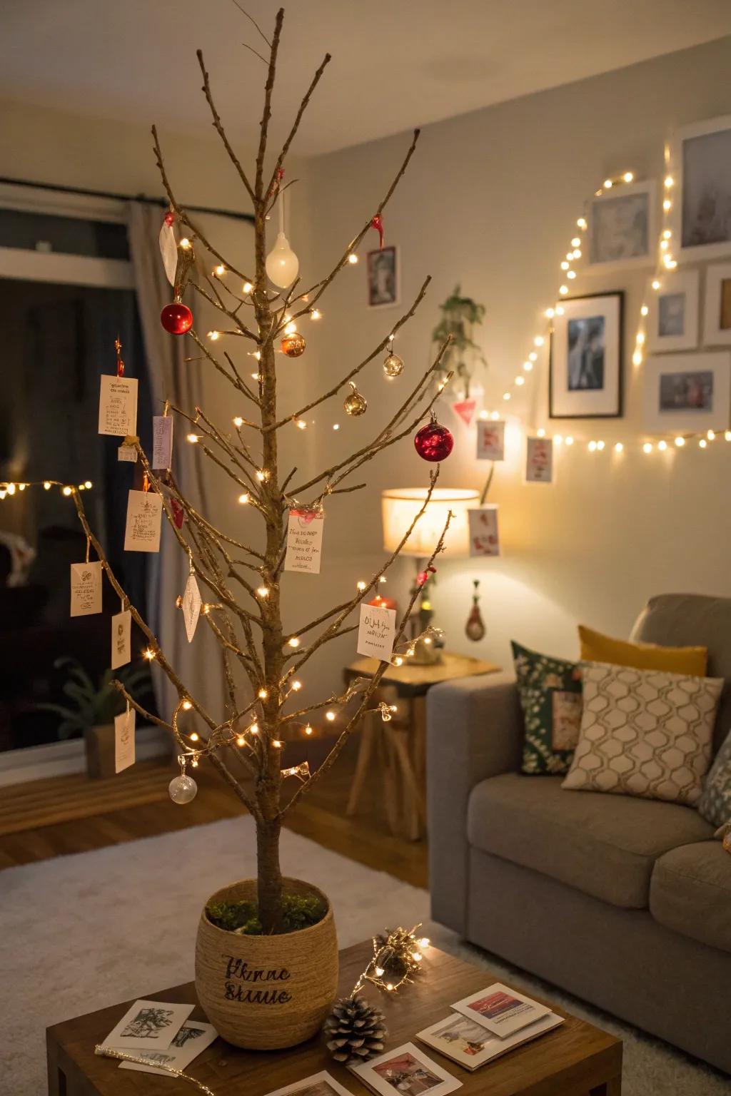 Gift cards become exquisite ornaments on a seasonal tree.