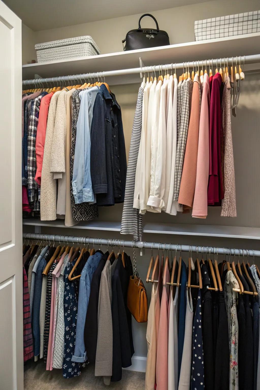 Double rods maximize your closet's potential.