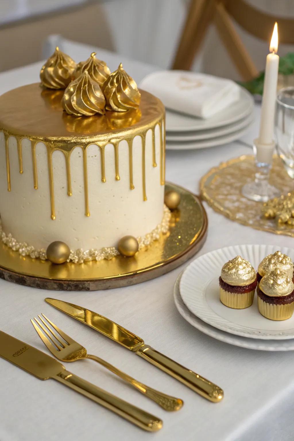 A stunning golden birthday cake that steals the show.