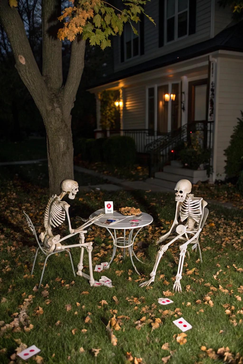 Transform your grounds into a spooky panorama featuring creatively arrayed skeletal figures.