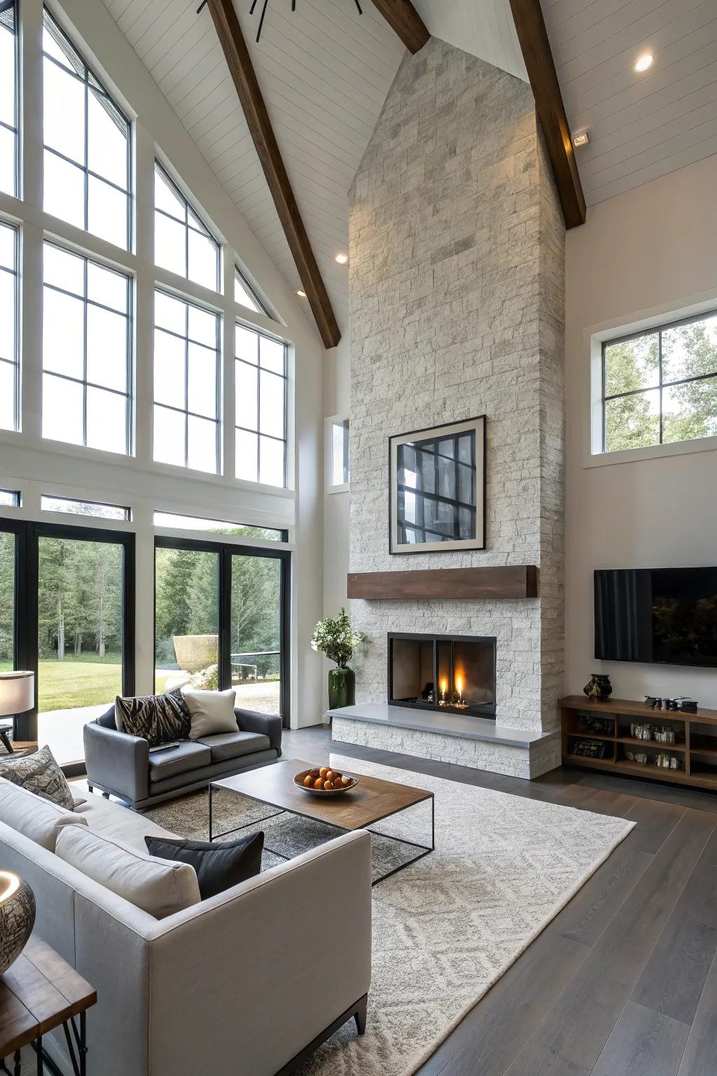 Let your fireplace be the centerpiece with a bold, modern design.