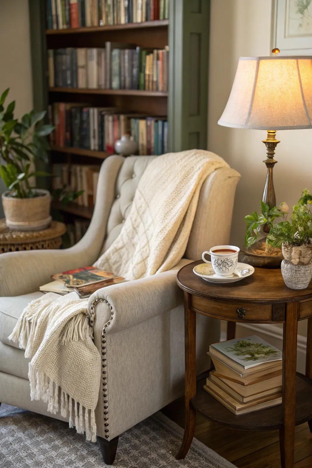 Turn a corner into a retreat with a cozy reading nook.