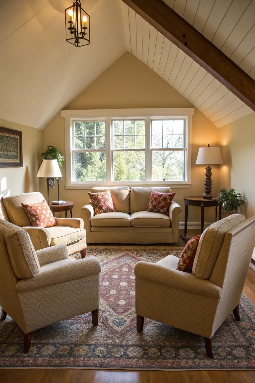 An inviting living room with chairs set at an angle for added visual interest.