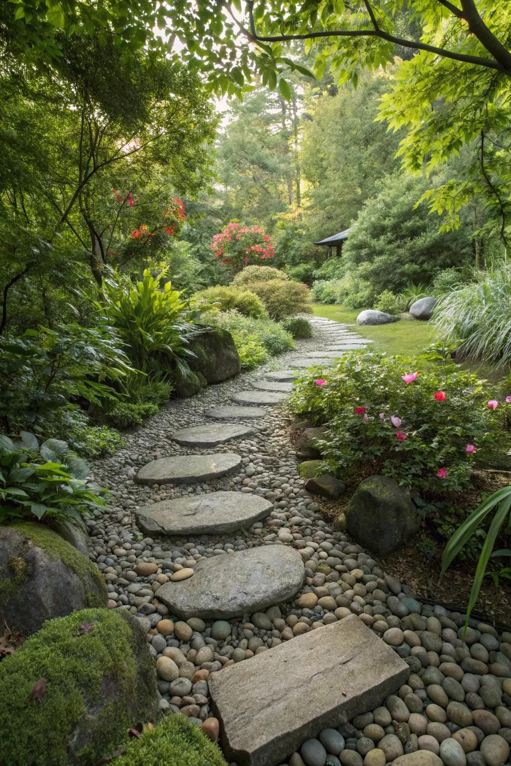 Guide your guests with a charming river rock pathway.