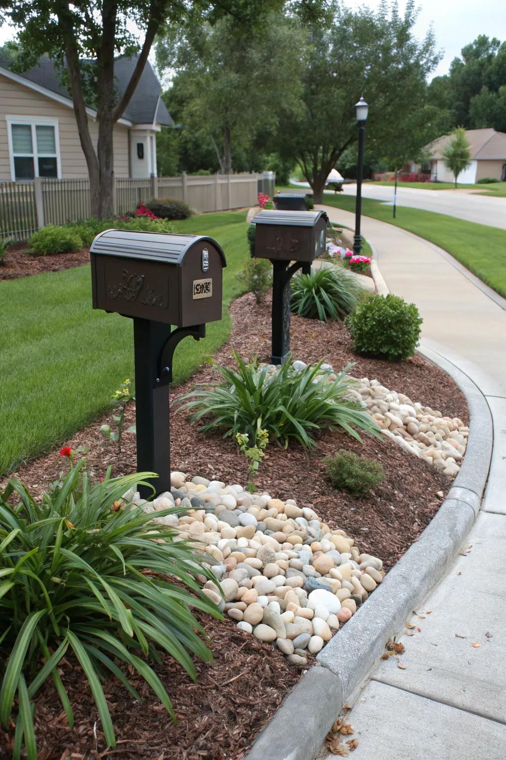 Keep it neat and tidy with mulch and stones around your mailbox.