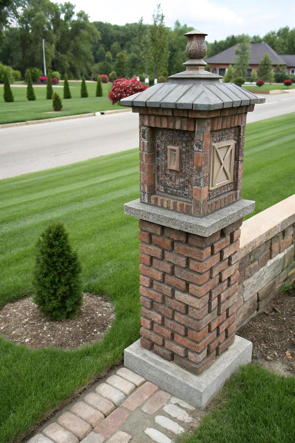 Stone and brick mailbox supports introduce a hint of refinement and strength.