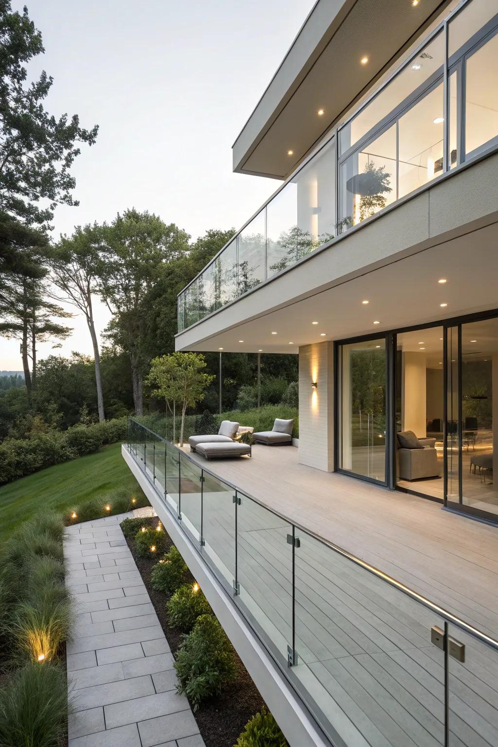 A minimalist deck that blends seamlessly with its natural surroundings.