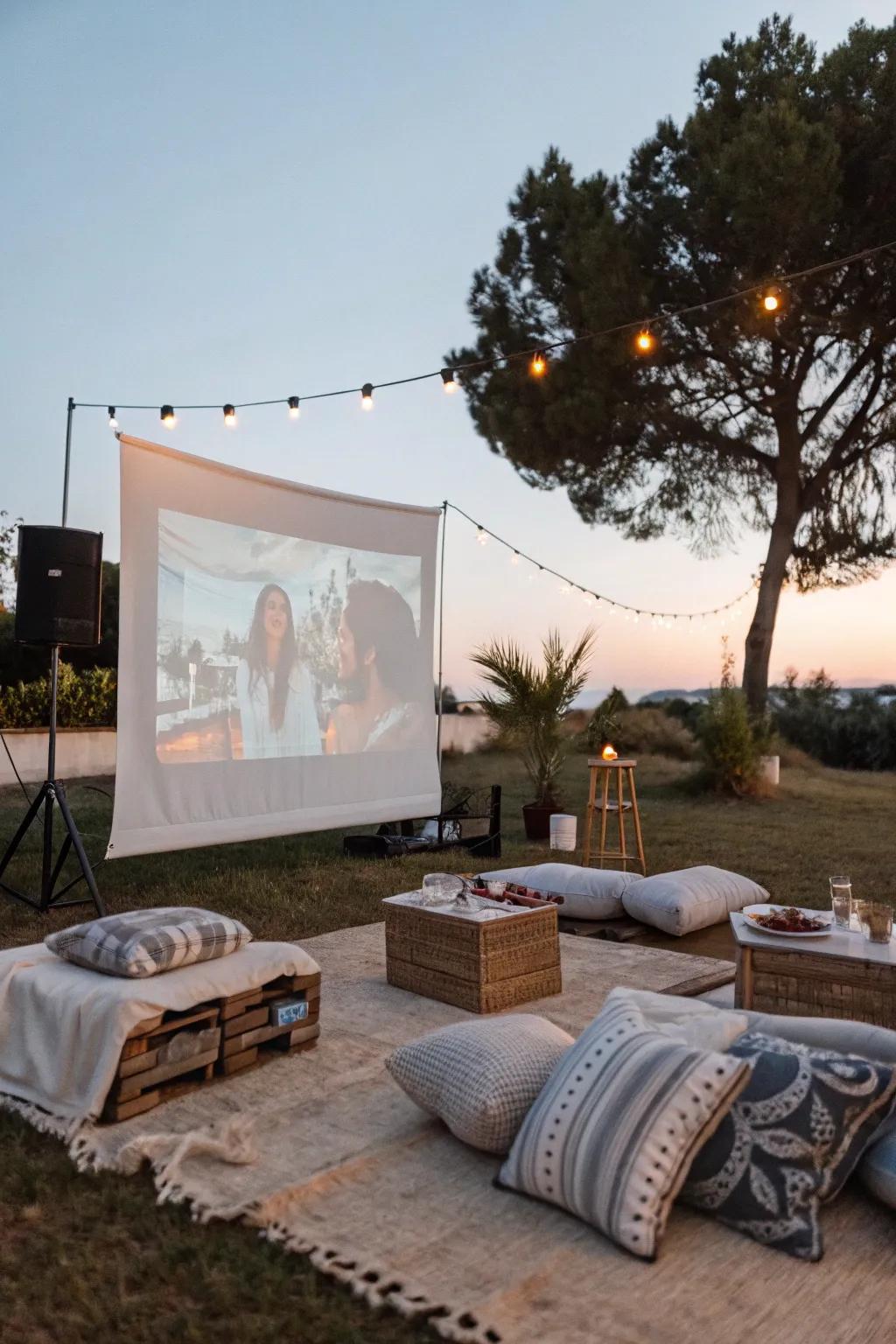 Enjoy your favorite films under the open sky with friends.