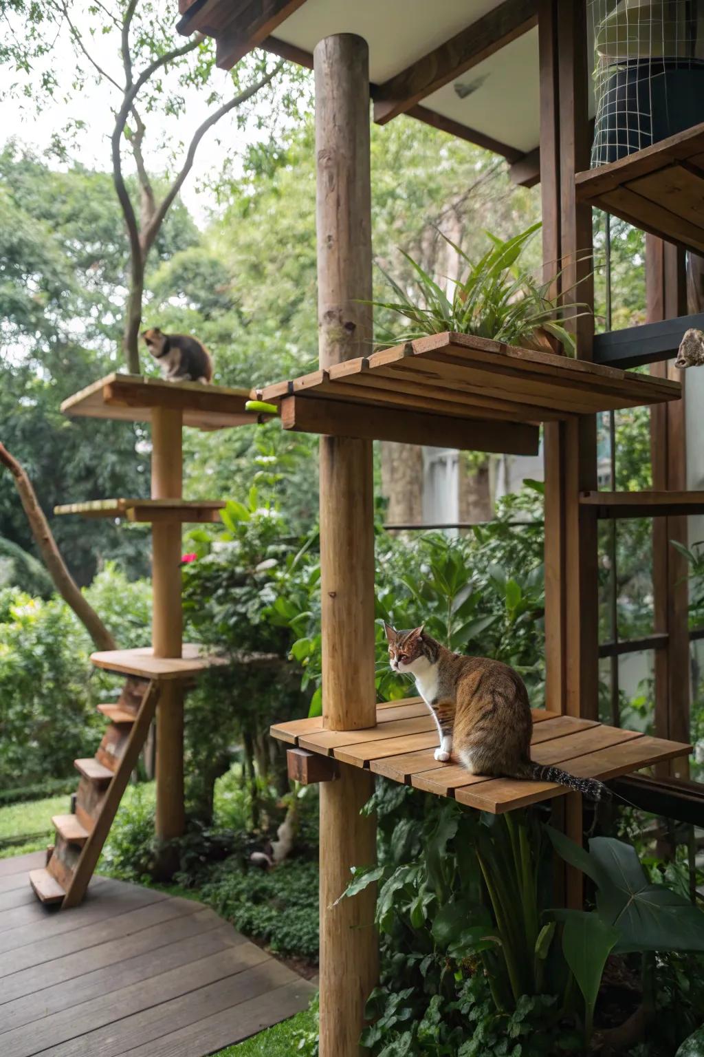 Multi-level platforms offer exciting climbing opportunities for cats.