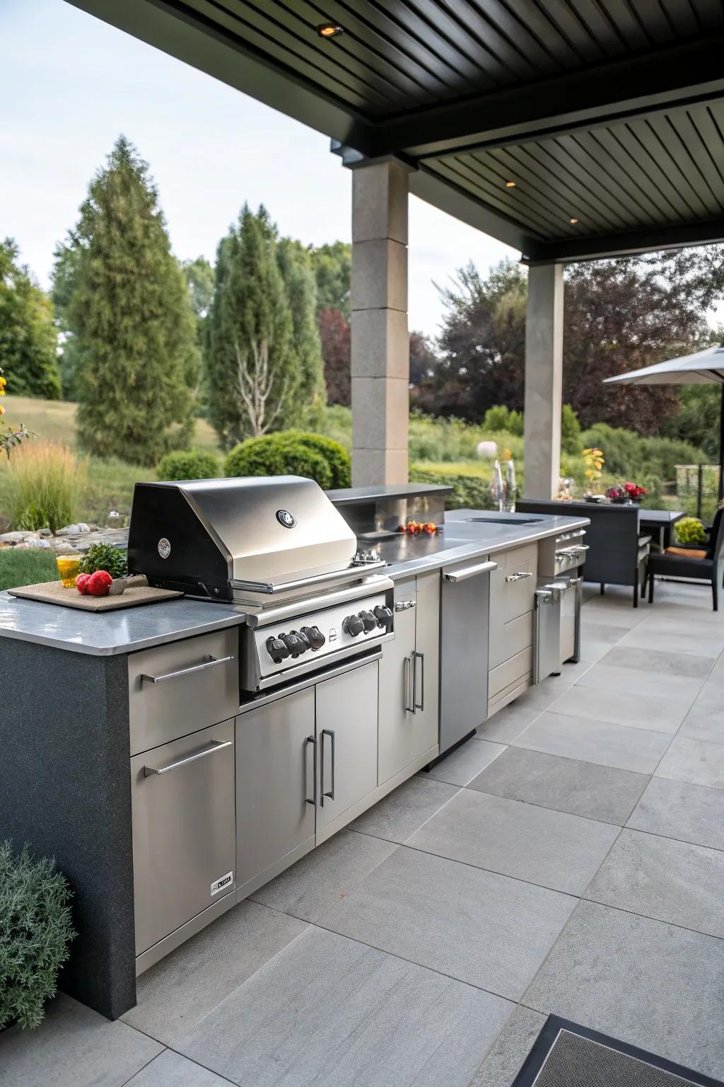 An outdoor kitchen turns your patio into a gourmet cooking space.