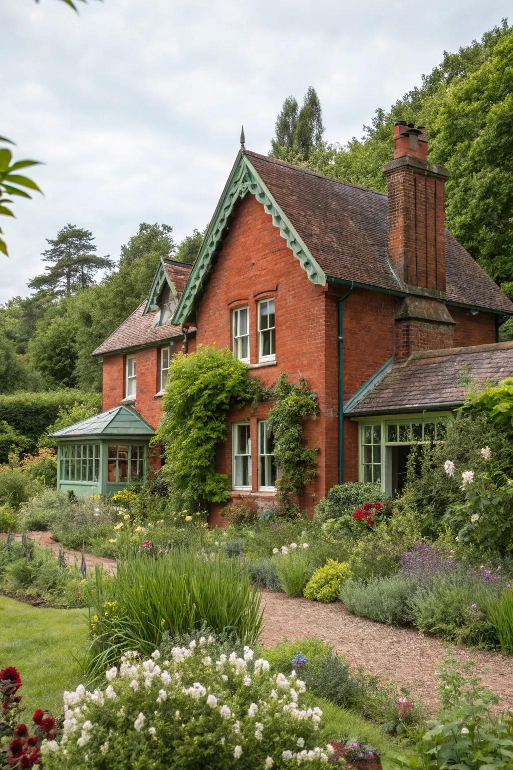 Celadon trim imparts a natural and elegant subtlety to red brick structures.