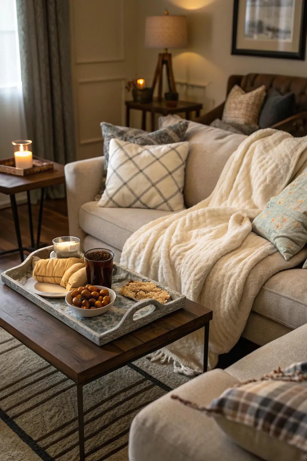 Transform your living room into a romantic picnic spot.