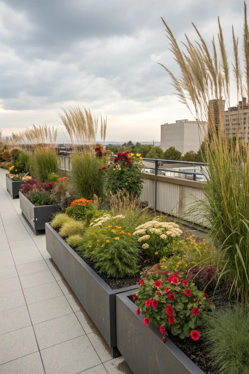 Planters bring a touch of nature to your urban rooftop.