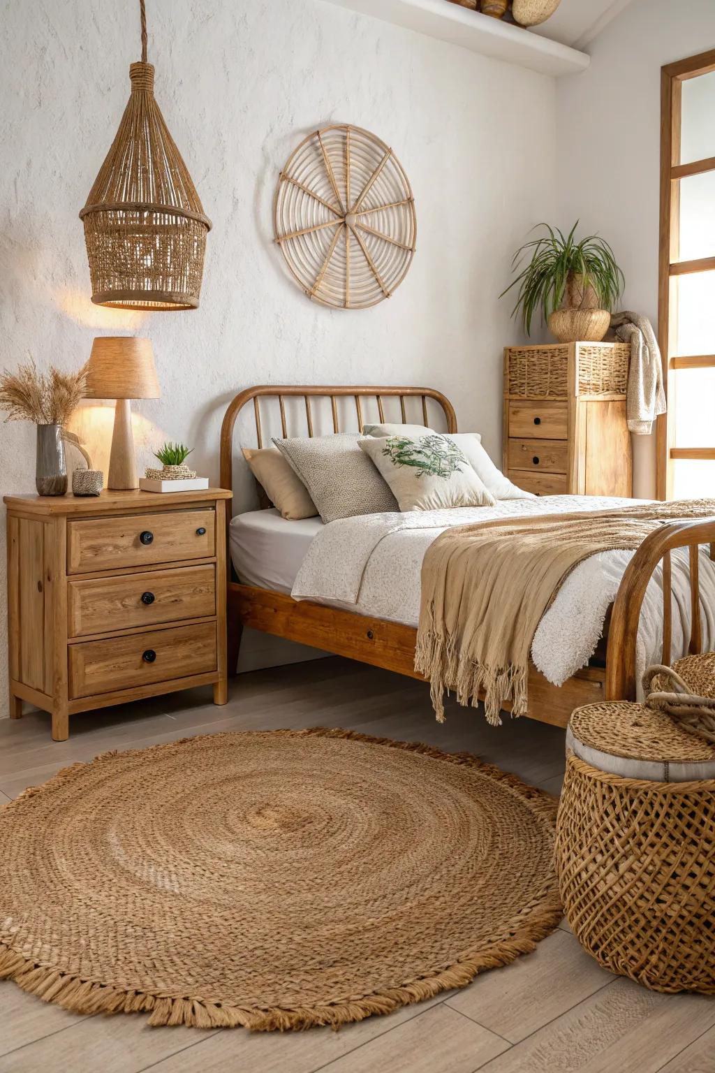 Organic materials provide the groundwork for a genuine safari atmosphere.