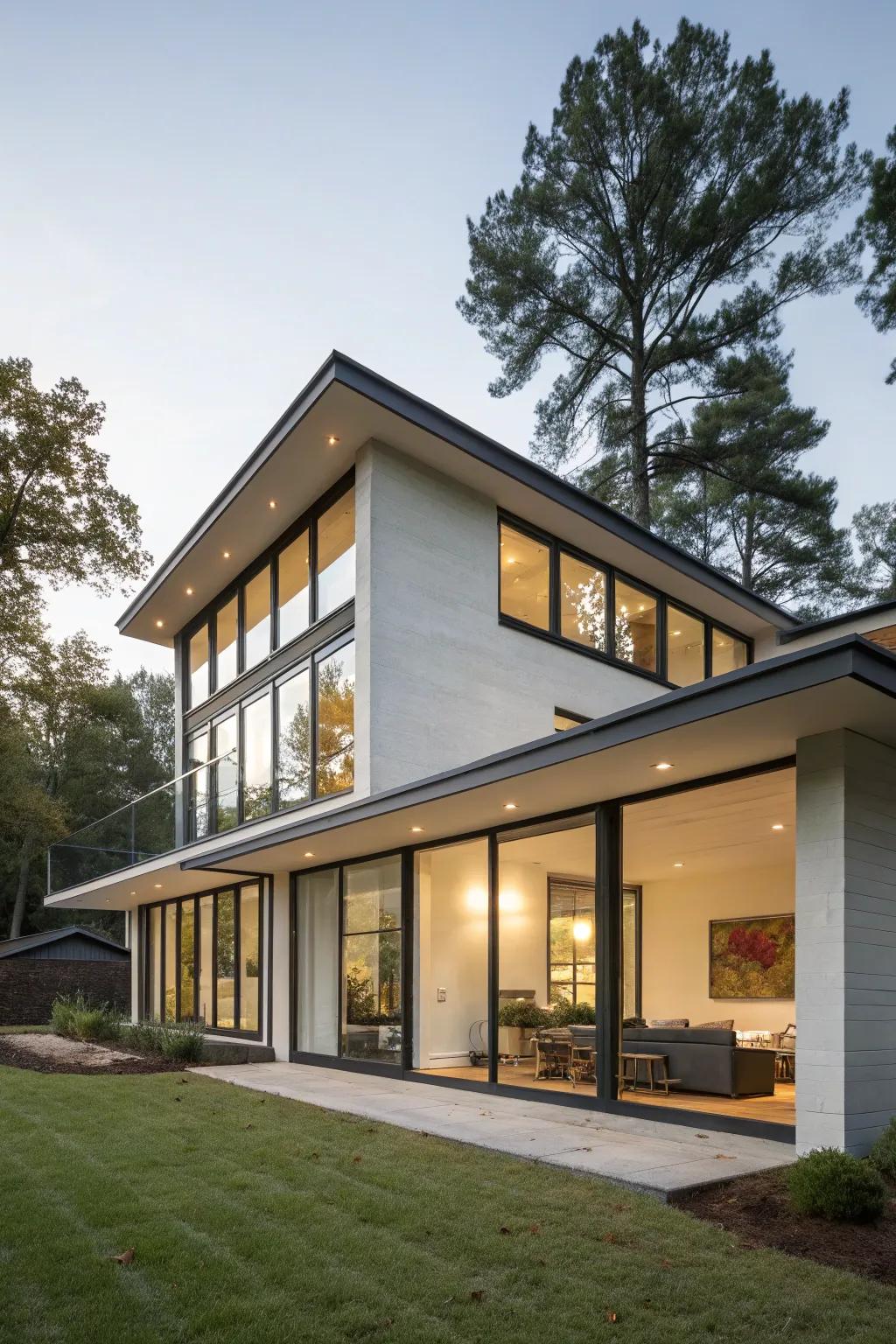 Modern home with a minimalist shed dormer.