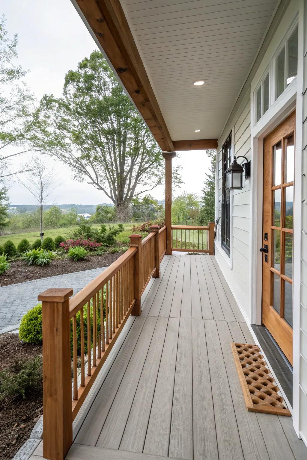 Minimalistic railings add safety and style to this deck.