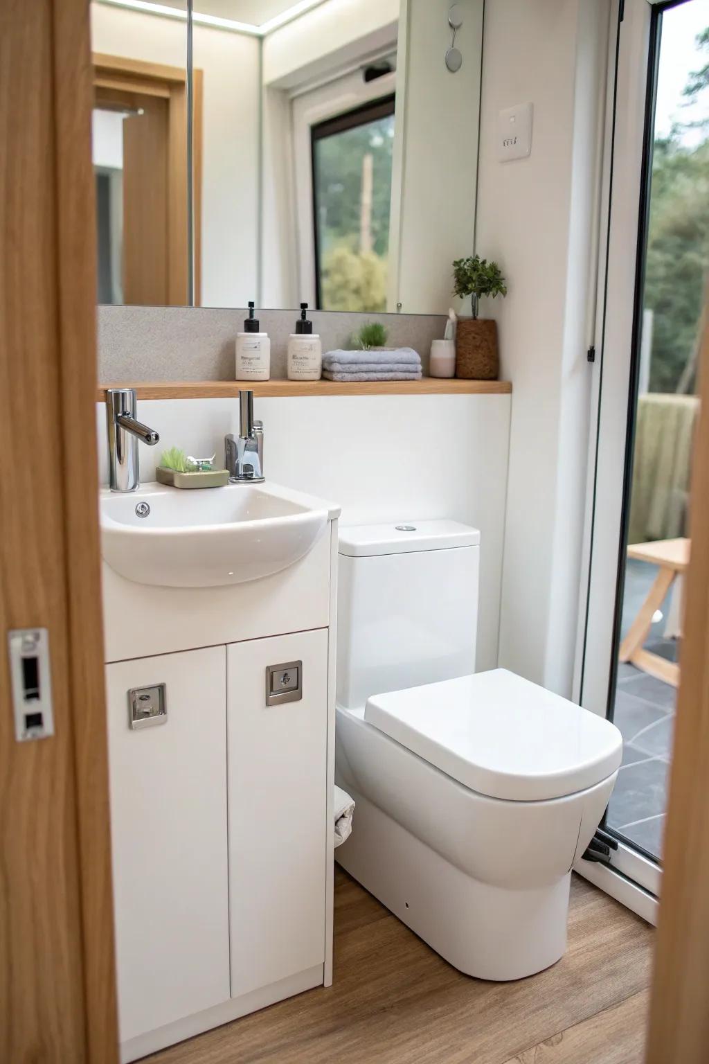 Sleek and slim fixtures making the bathroom feel more spacious.