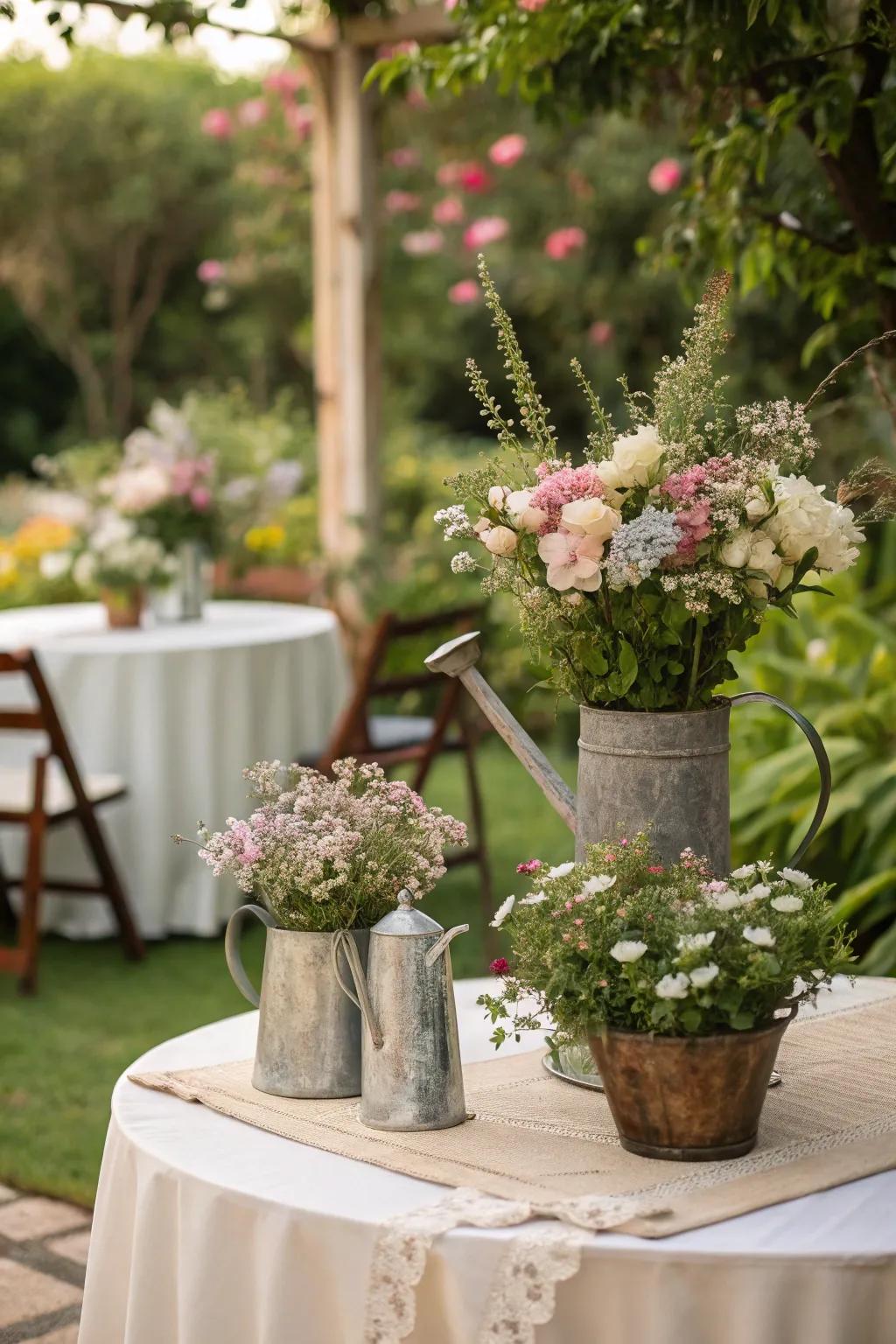 Infuse a sense of caprice with floral centerpieces showcased in timeless receptacles.