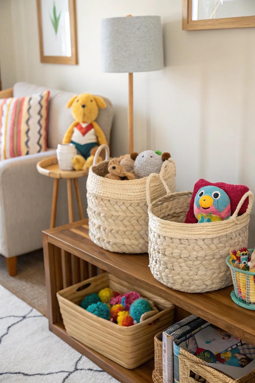 Woven baskets offer functional and beautiful storage solutions.