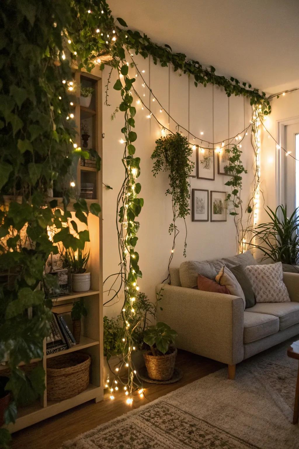 Enchant your personal area with the allure of vines and radiant lights.
