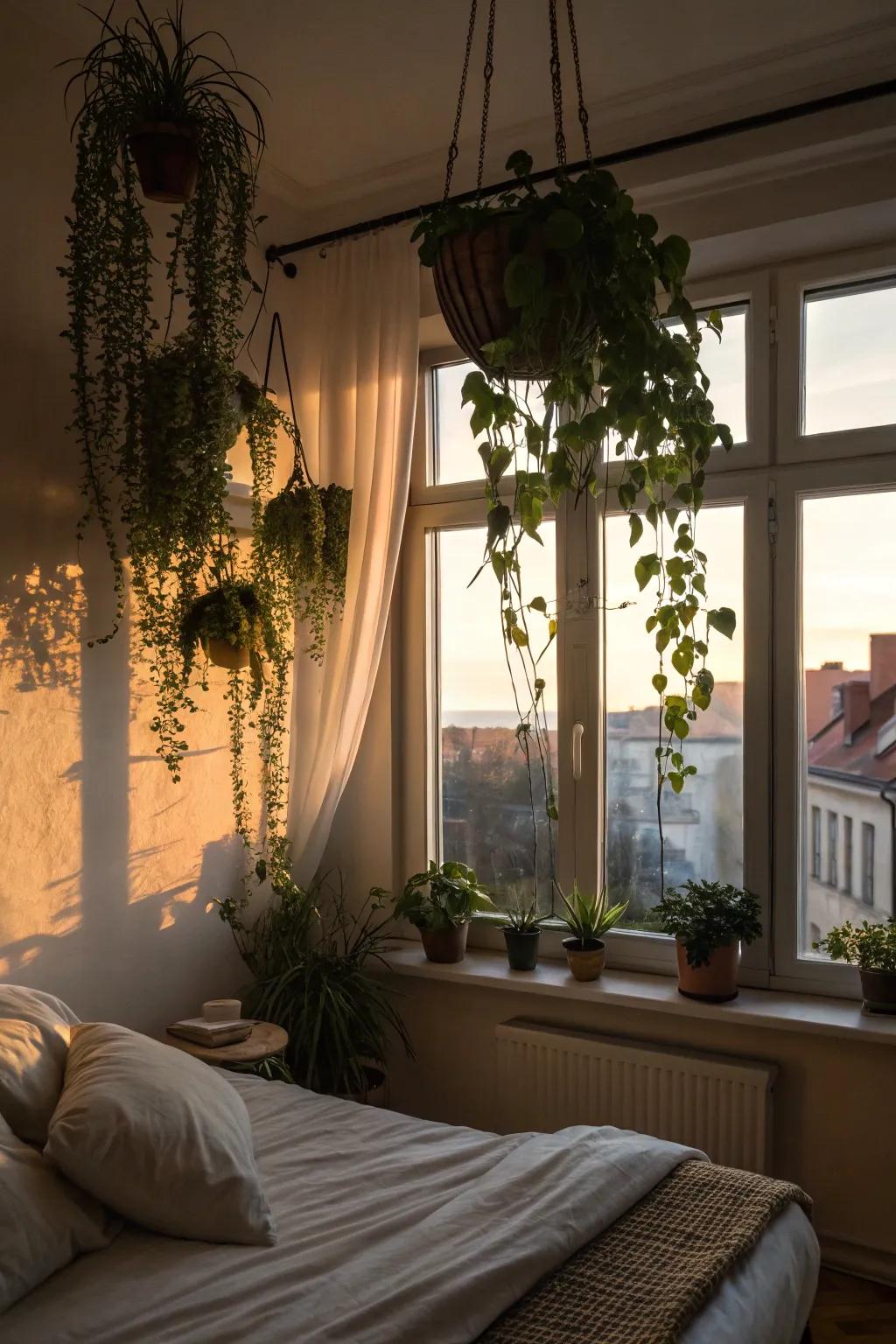 Suspended flora enlivens the atmosphere of any interior space.