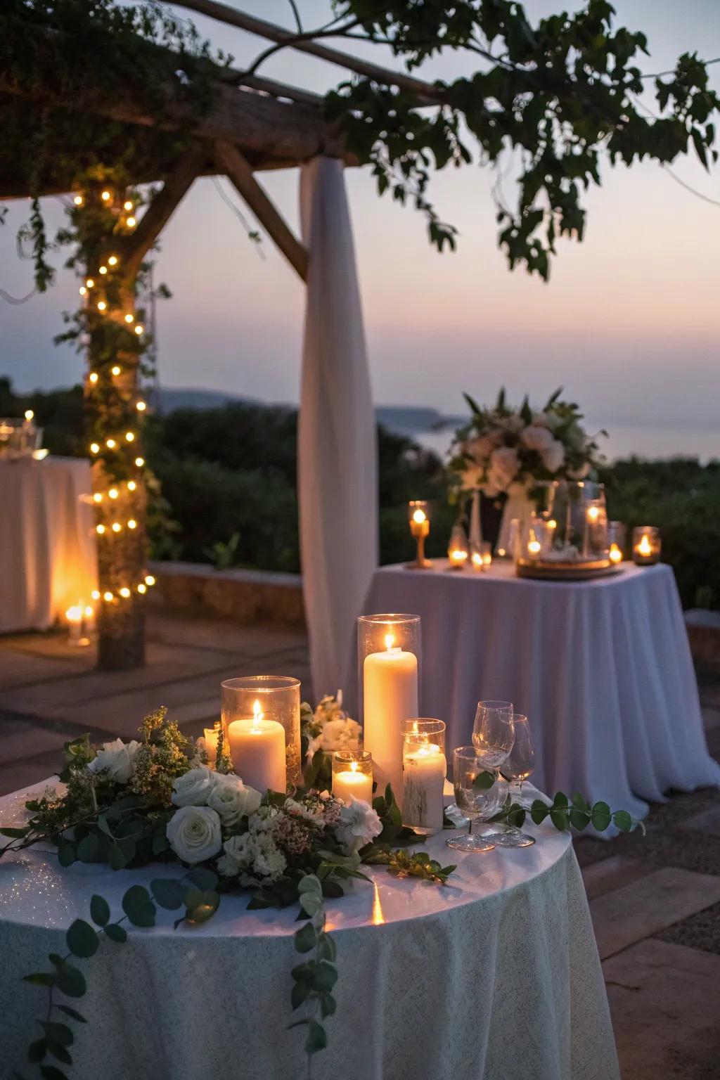 Candlelit ambiance adds warmth and romance to any wedding setting.