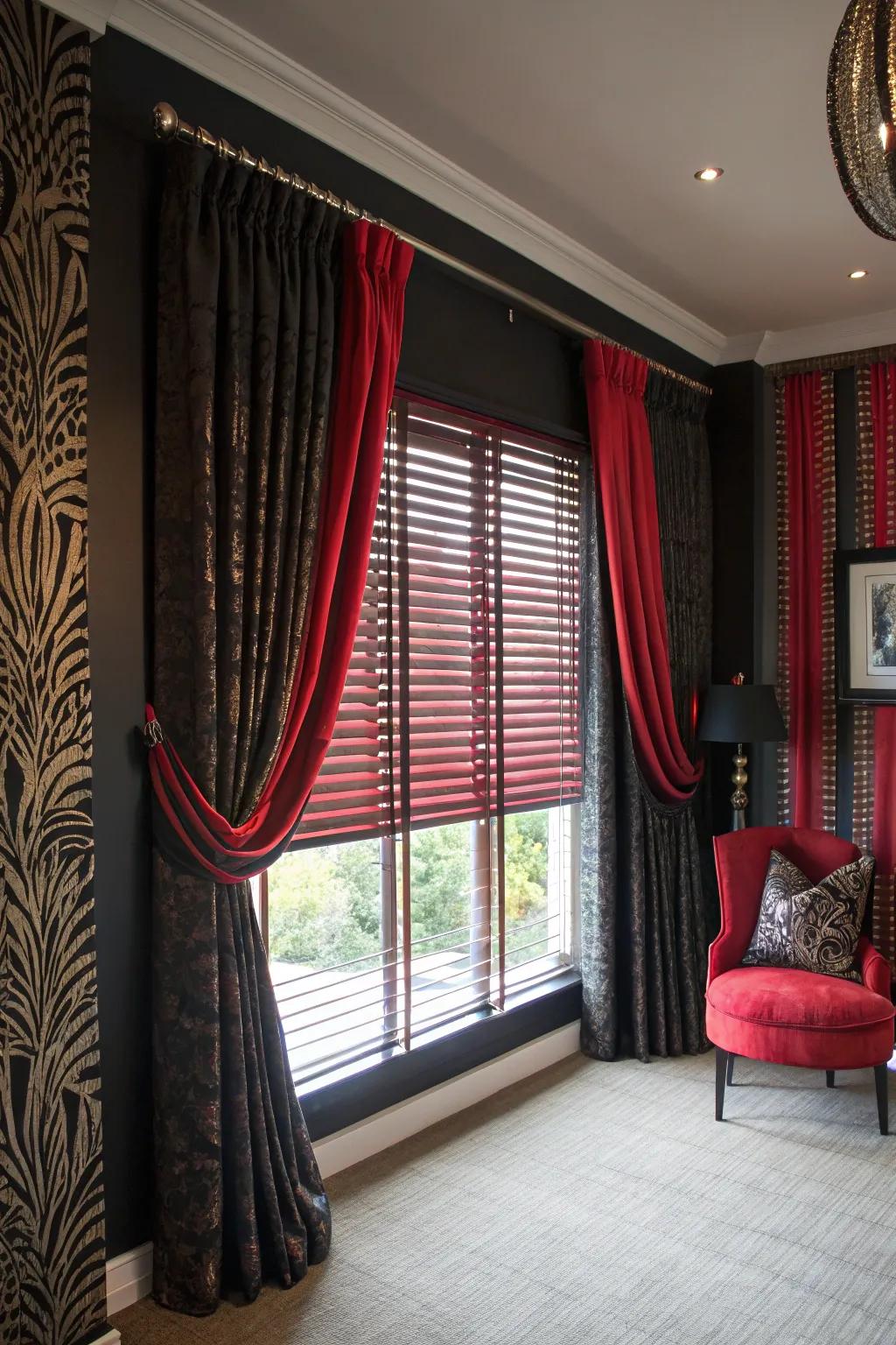 High contrast creates a dramatic and striking window treatment.