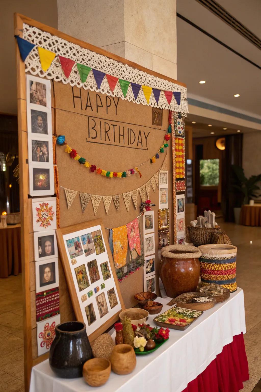 A significant cultural-themed birthday display honoring diversity.