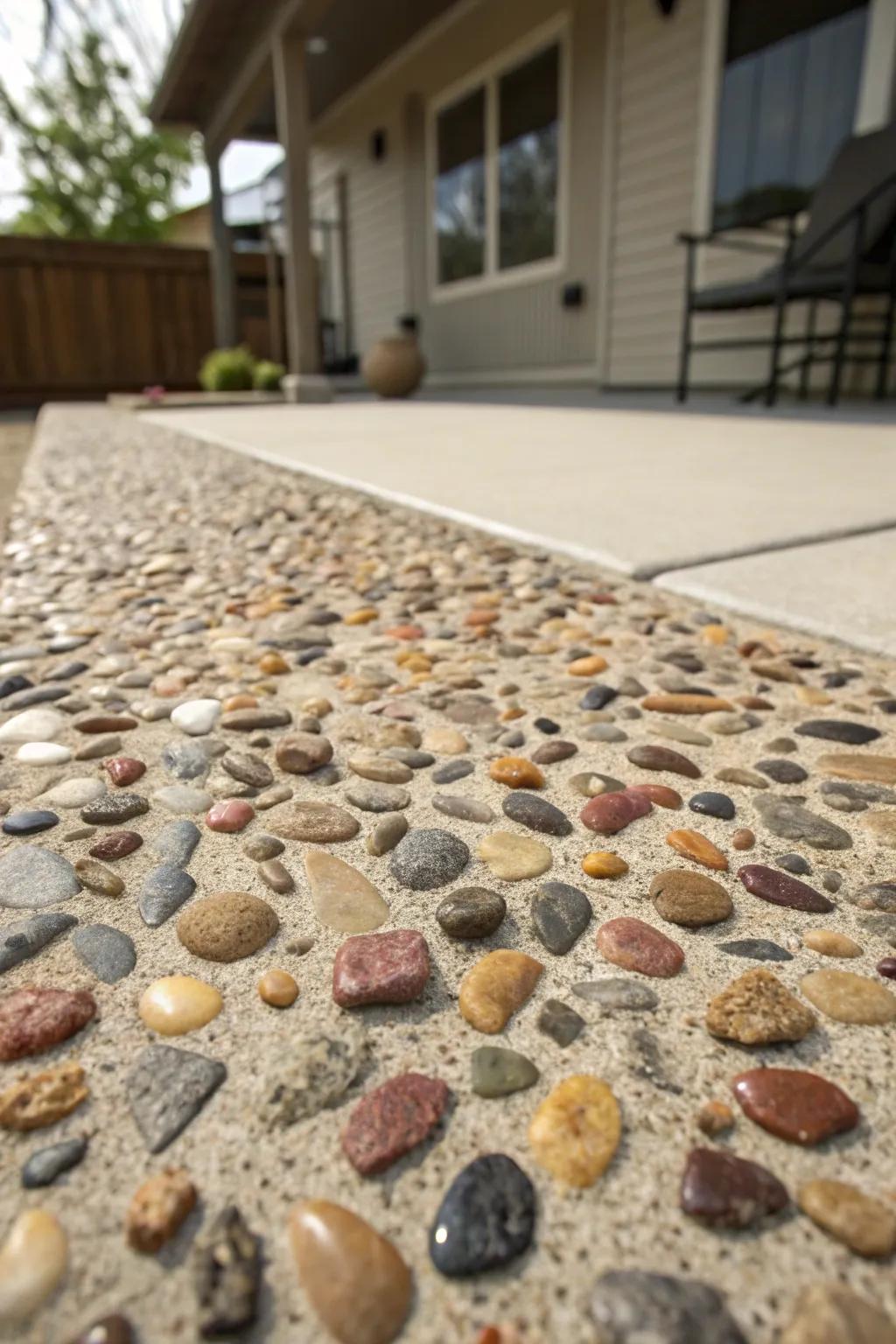 A unique aggregate mix for a custom patio look.