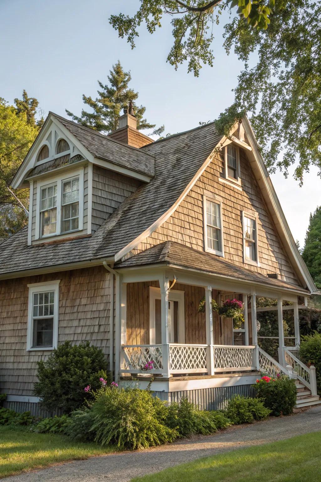 Home with a historically inspired shed dormer.