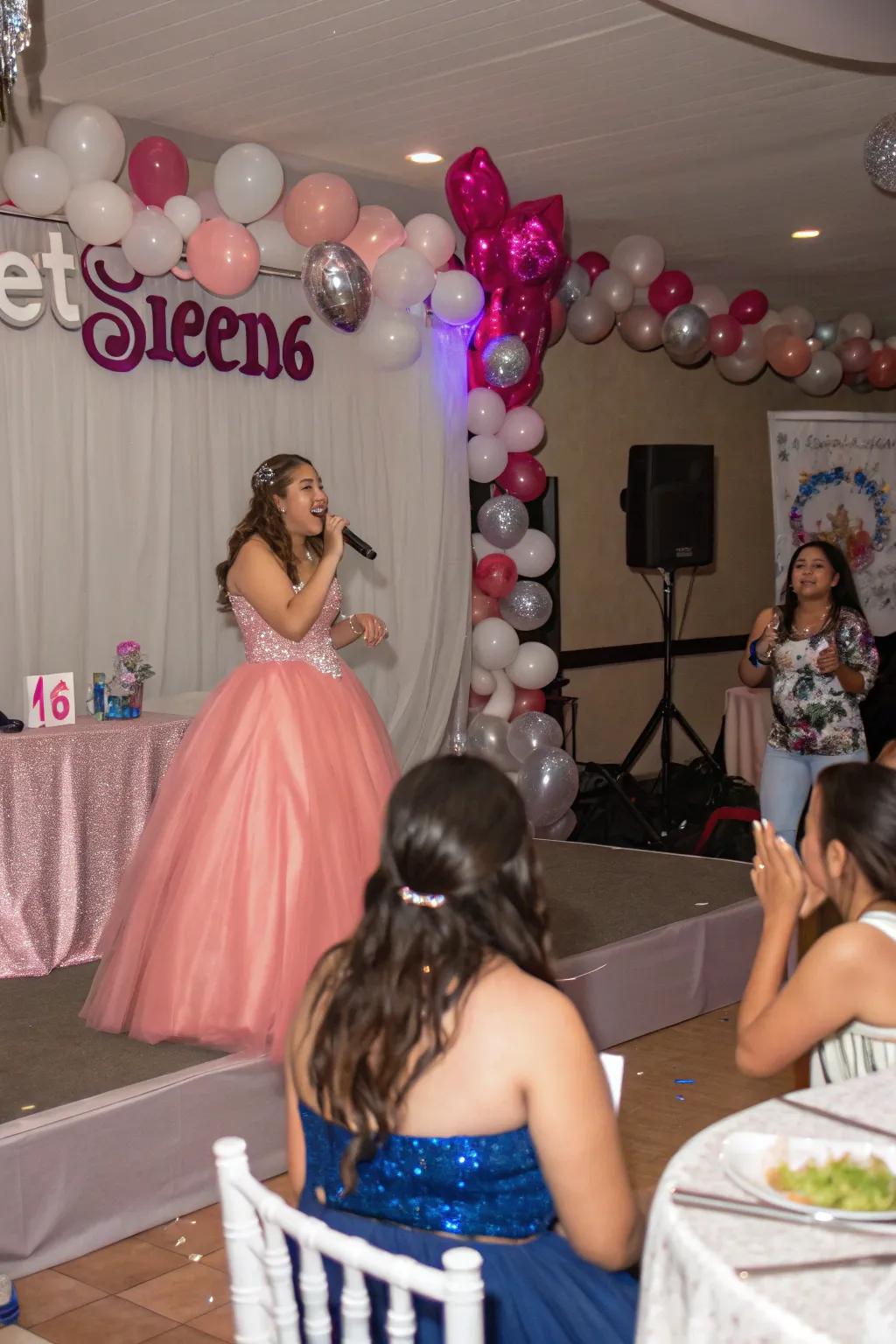 A surprise performance at a sweet sixteen.