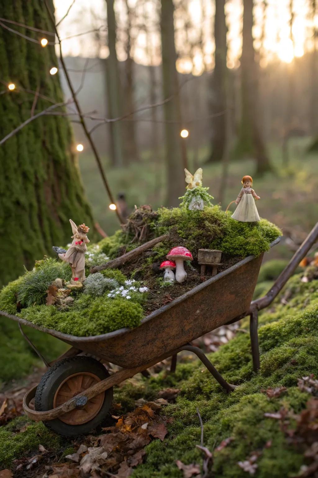 Create a magical woodland scene in your wheelbarrow.