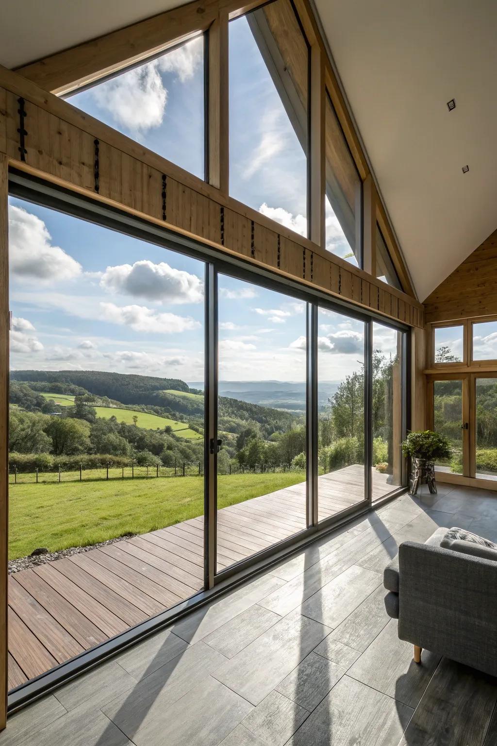 Large windows brighten up barn interiors with natural light.