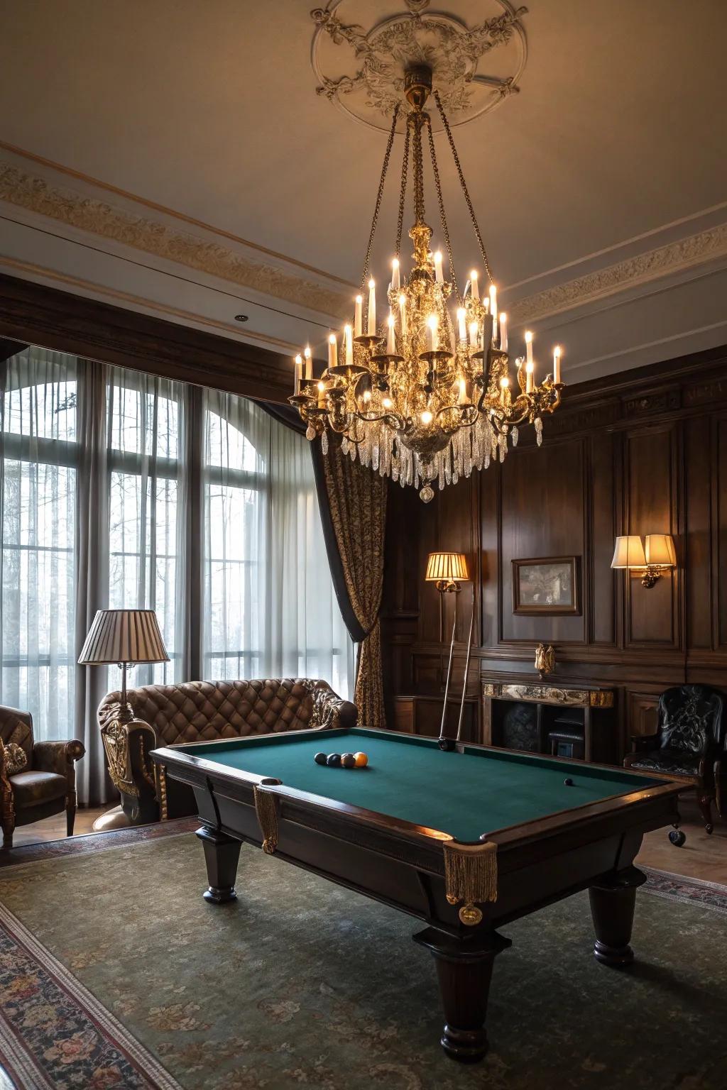 Showcase lighting adds charm to your billiard area.