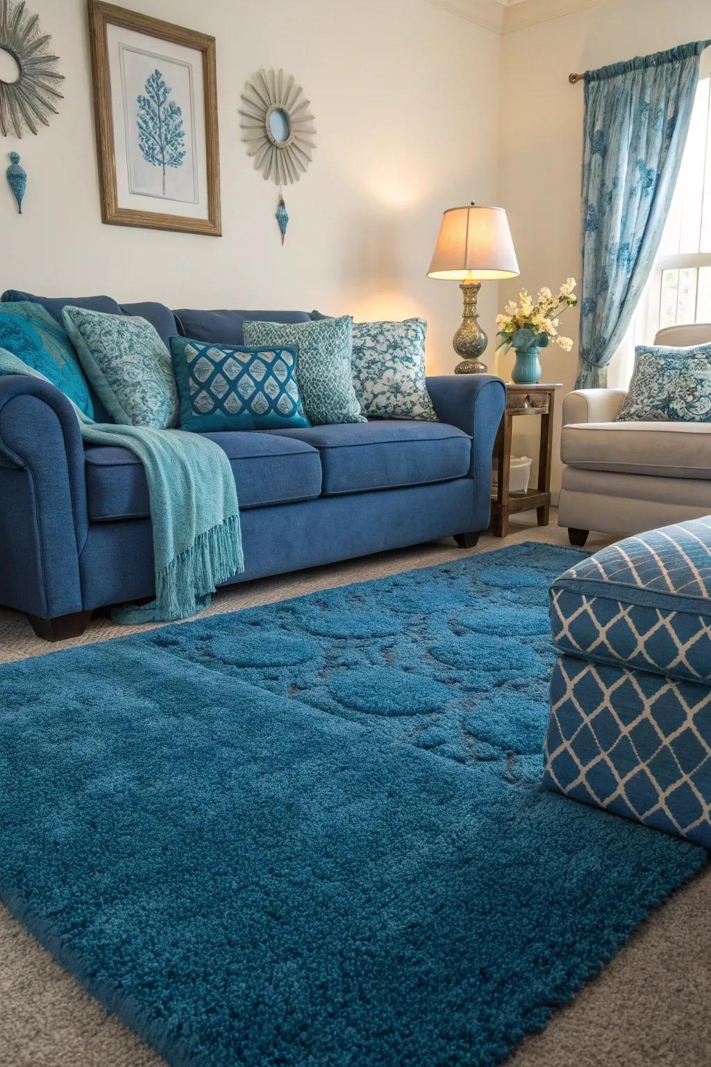 Harmonize your area with layered azures for a lavish, unified ambiance.
