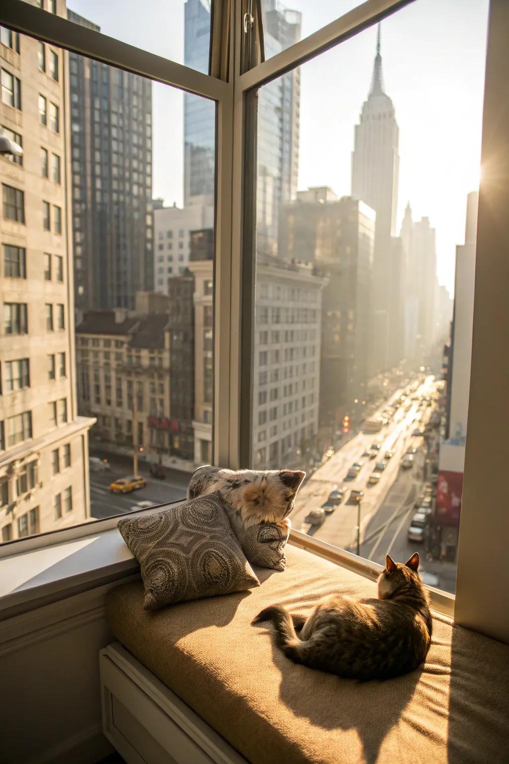 A window vantage offering sunlight and panoramic perspectives.