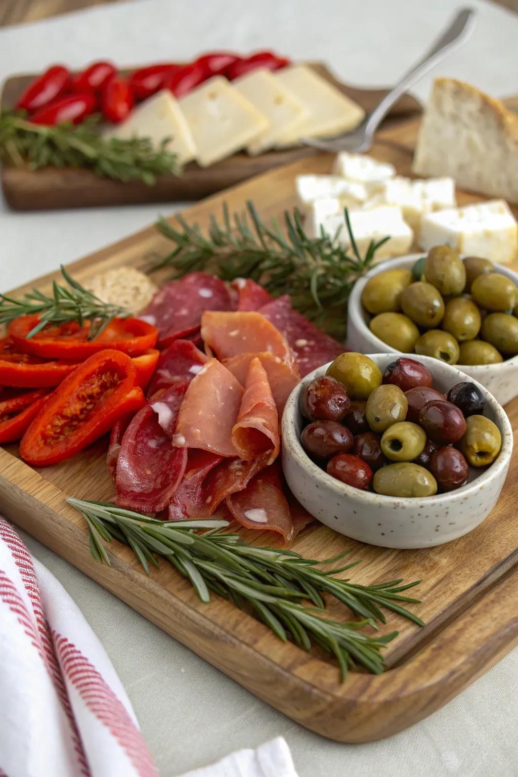 A Mediterranean voyage rendered in charcuterie configuration.