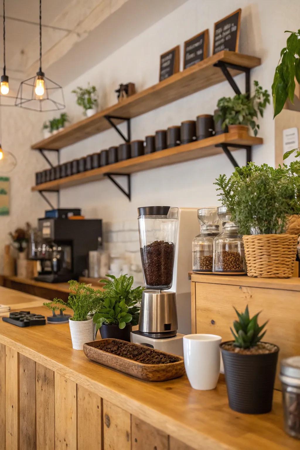 Greenery breathes life into your coffee nook.