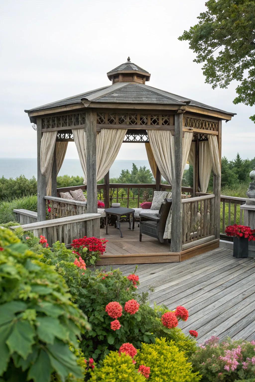 A gazebo adds elegance and protection to any deck.