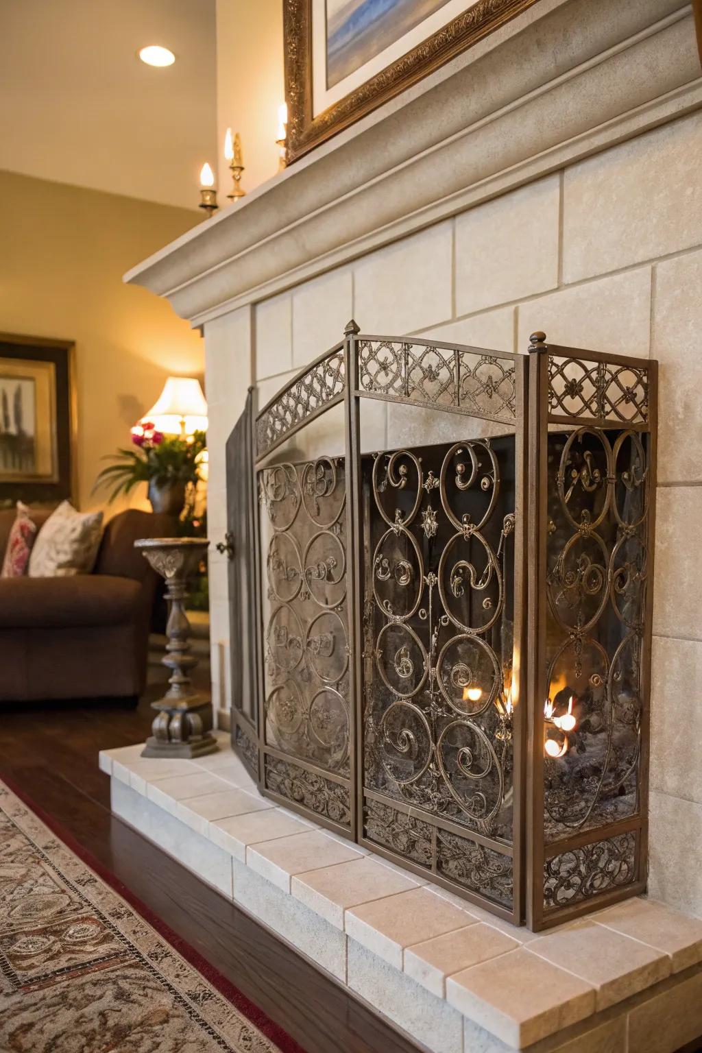 Add elegance with a decorative screen for your fireplace.