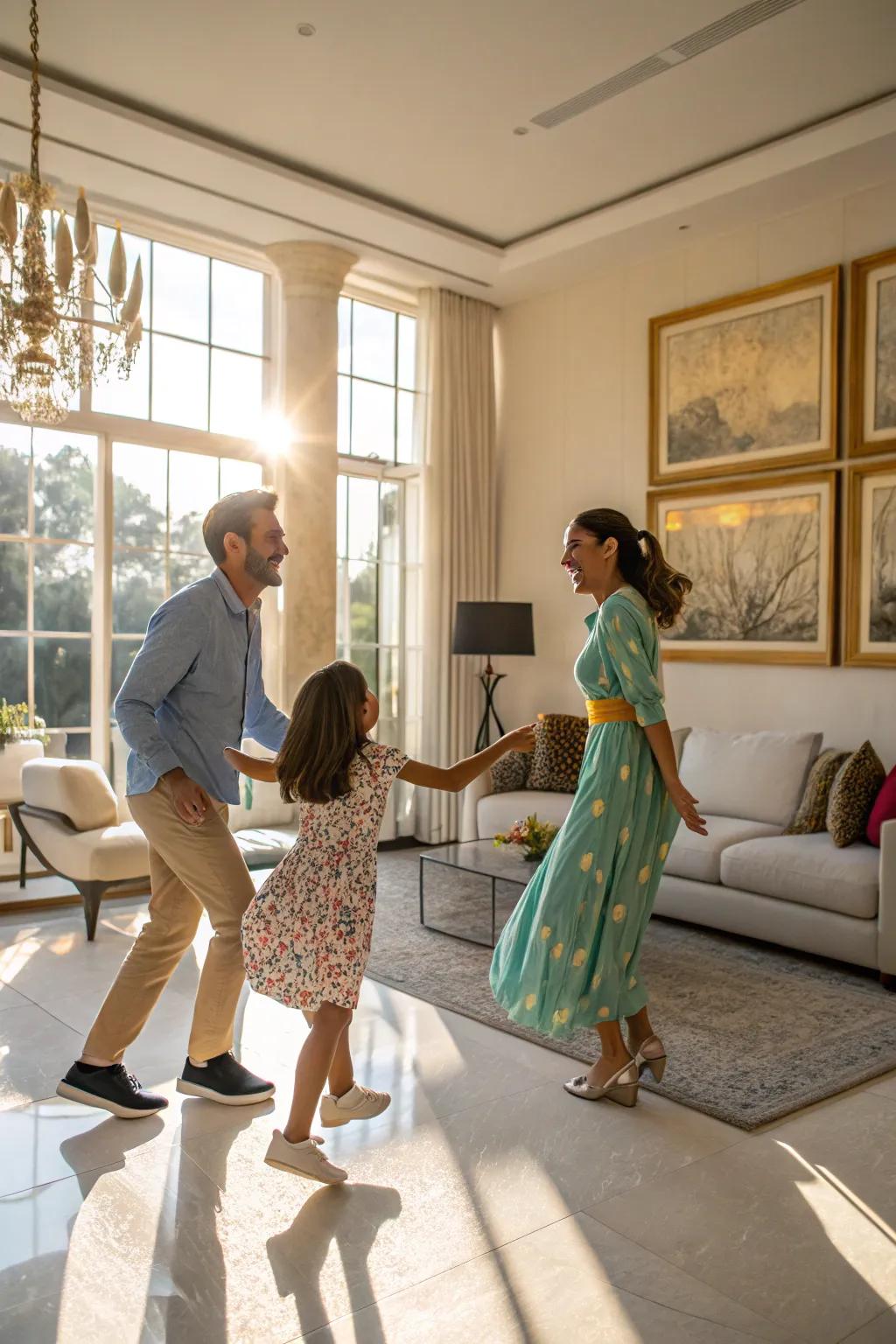 A living room dance party captures the lively spirit of your family.