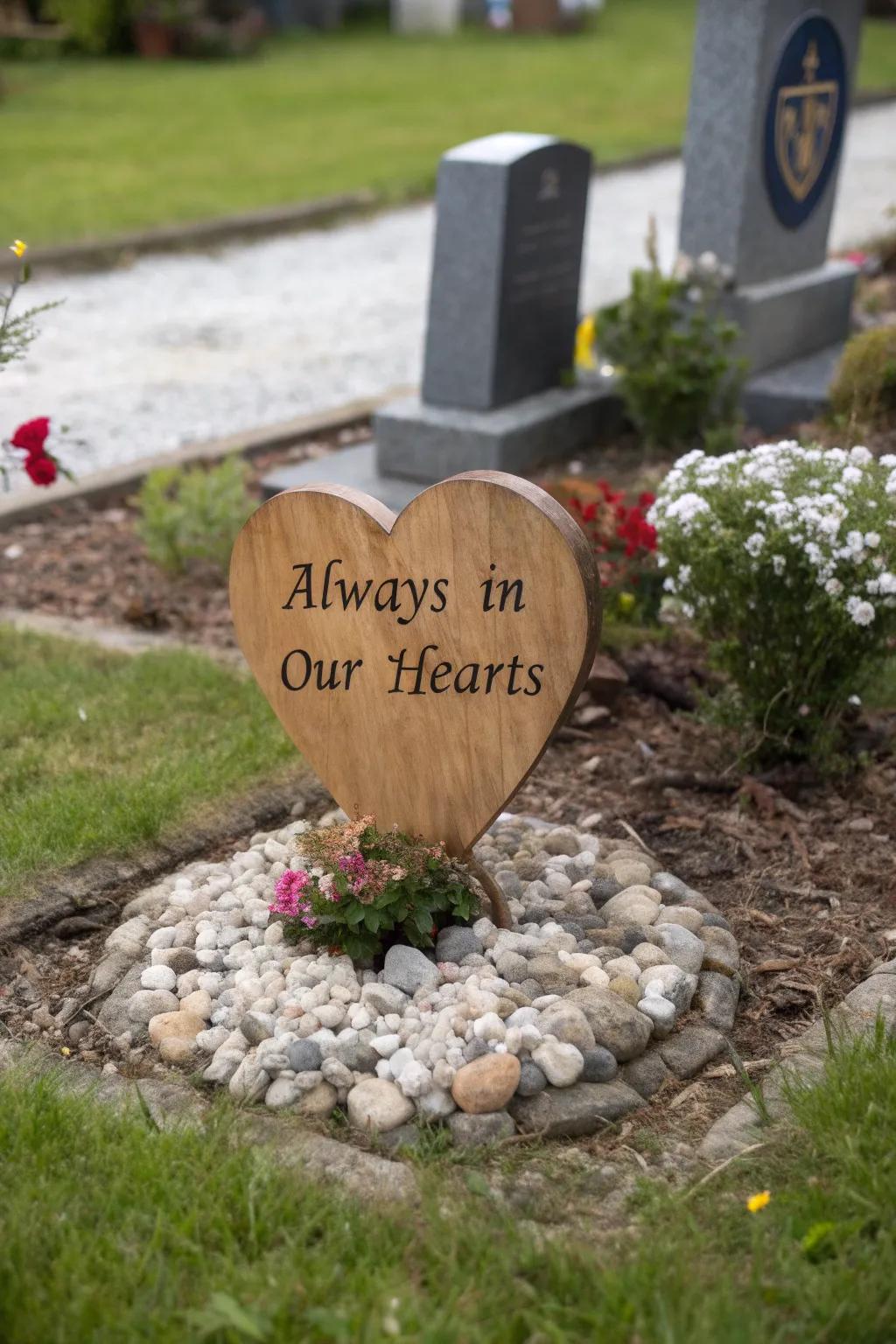 Sentimental messages etched onto a plaque.
